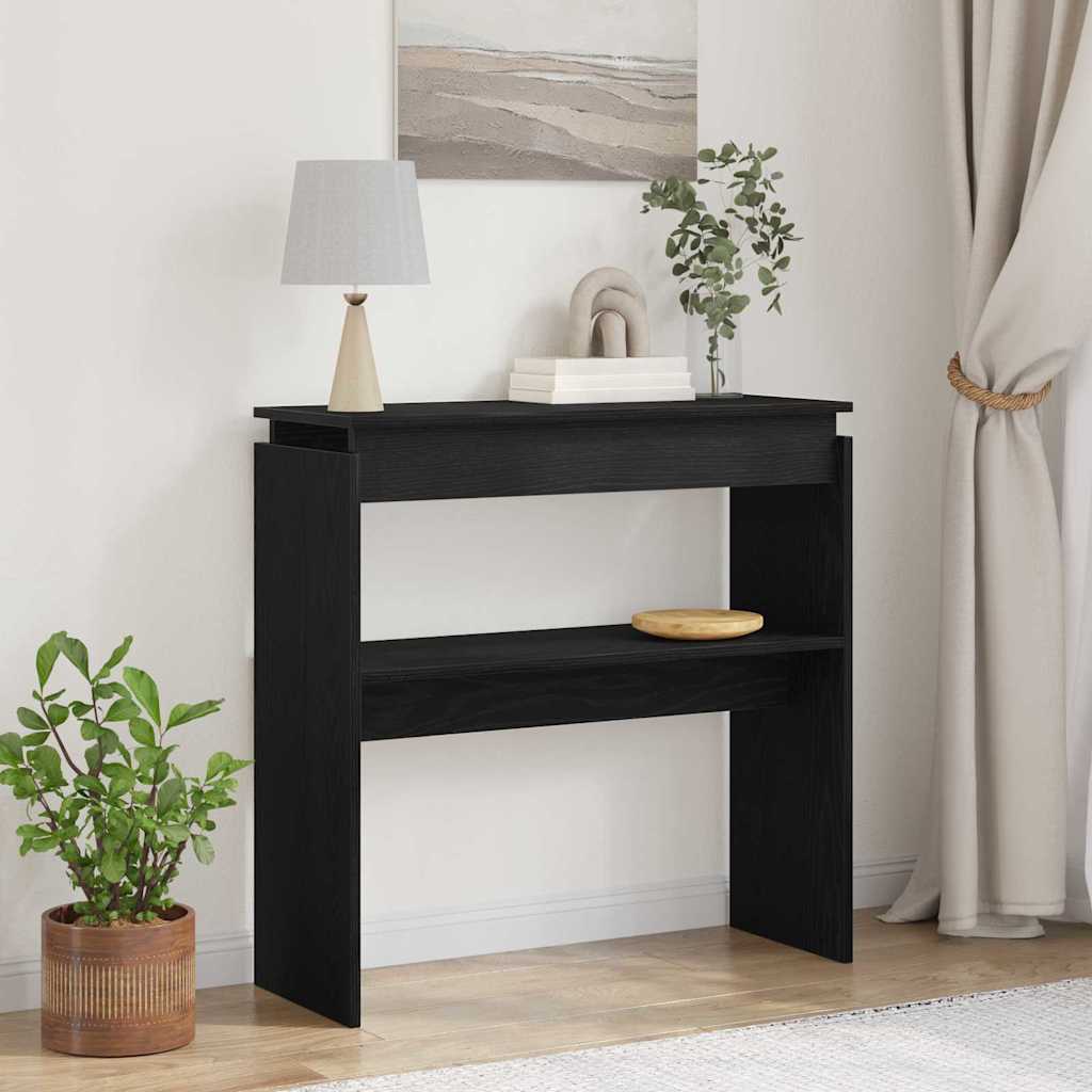 Console Table Black Oak Effect 80 X 30 X 80 Cm