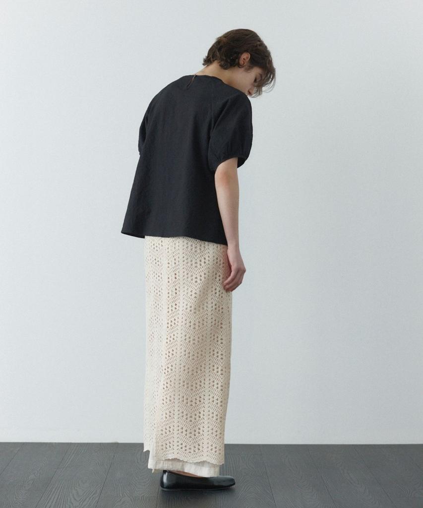 Okuka Crochet Knit Long Skirt - Ivory
