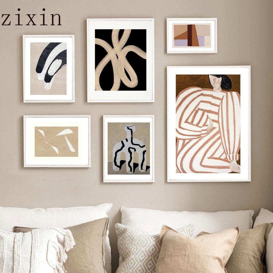 Sofia Lind Pyjamas Mädchen Geometrie Vase Abstrakte nordische Poster und Drucke Wand Kunst Bilder Leinwand Malerei für Wohnzimmer Dekor