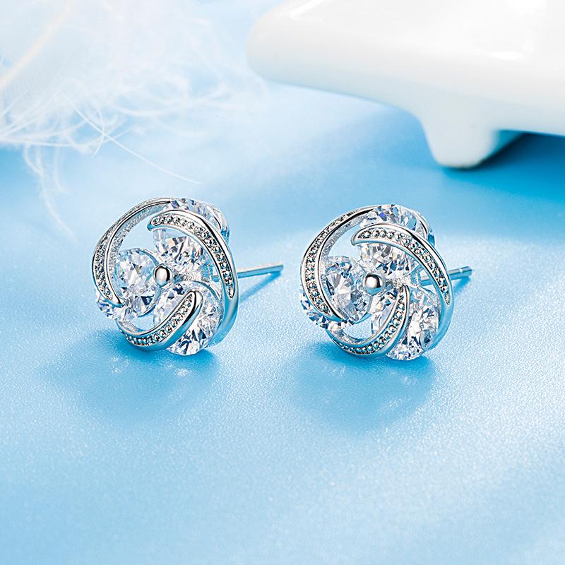 New 925 Sterling Silver Earrings Fashion AAA Zircon For Women Exquisite Student Girlfriend Jewelry Accessories Wedding PartyGood product