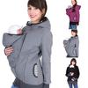 Women Maternity Striped Baby Pouch Carrier Hoodie  Zipper Pregnancy Coat