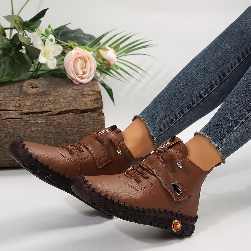 Large Handmade Bottom Casual Boots for Women 2023 New Plush Fashionable Mother Cotton Leather Boots