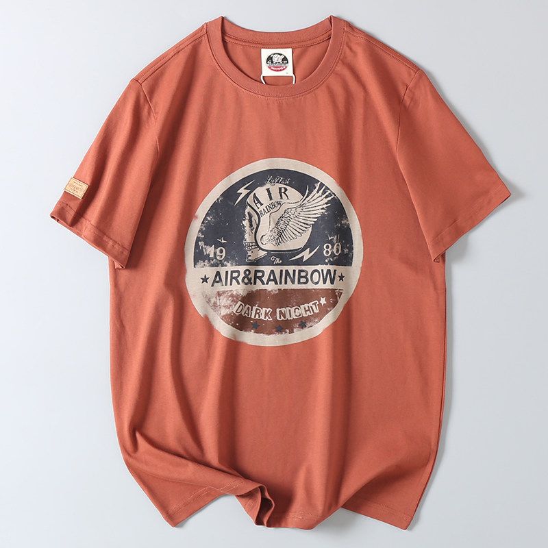 Export Tail Order Balance Cargo with Logo Cut off Summer Men Pure Cotton round Neck Short Sleeve T-shirt Export Original Order Men's Half Sleeve Tops