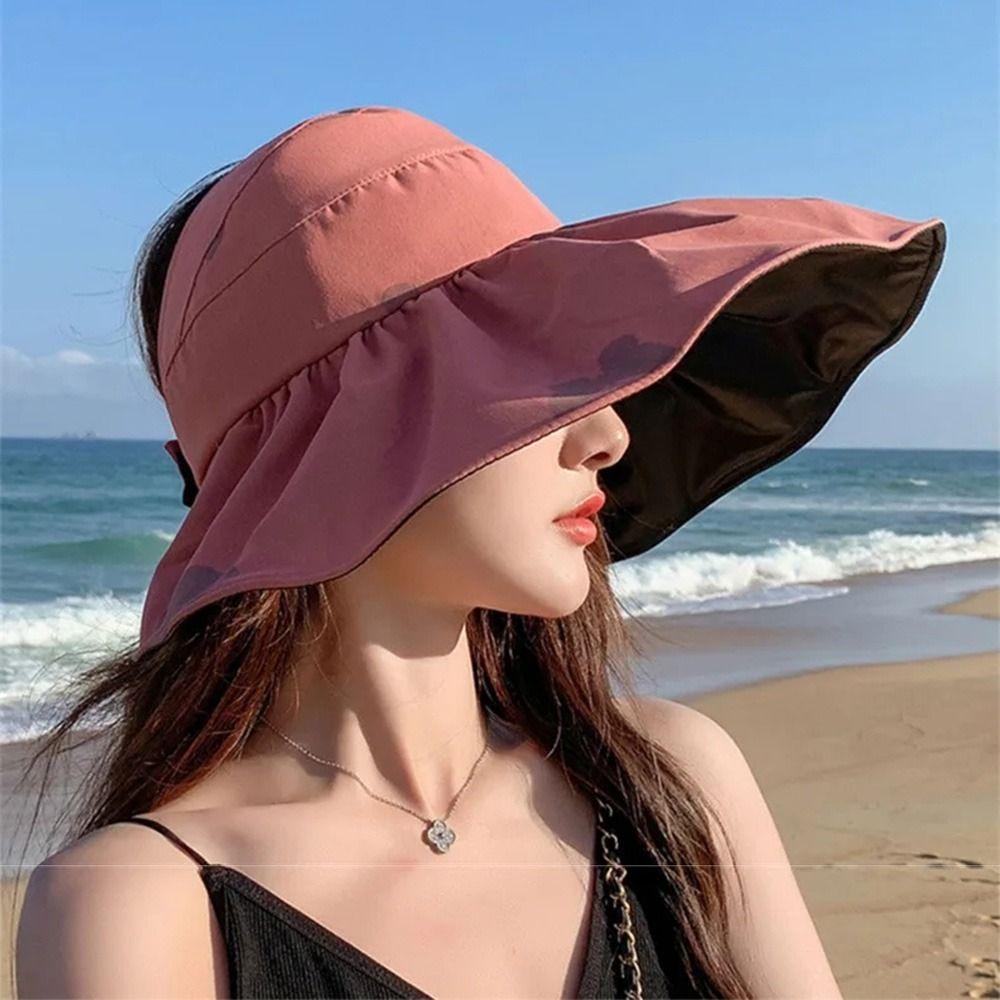 UV Protection Summer Sun Cap Foldable Sunscreen Bucket Hat Fashion Large Visor Sun Hat Beach