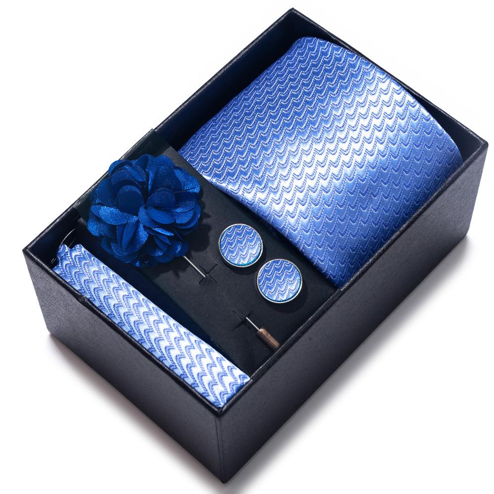 New Tie Men'S Suit Accessories Cufflinks Square Scarf Corsage Tie Premium Suit Gift Box Packaging