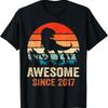 6Th Birthday Dinosaur 6 Year Old Boy Kids Awesome Since 2017 T Shirt
