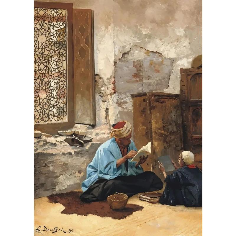 Gerome Klassisches Kunstwerk Araber Lebende Landschaft Poster Arabischer Teppichhändler Wandkunst Bilder Leinwandbild für Zuhause Zimmer De
