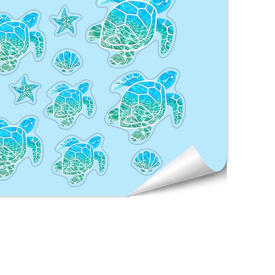 Glow In The Dark Ocean Sink Sticker Self-Adhesive Waterproof Bathroom Decals Cute Turtles Dolphins Sea Animal PVC Sticker for Sinks Bathtubs Tiles