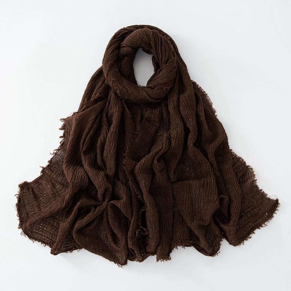 Nieuwe Katoen Linnen Gaas Sjaal Voor Vrouwen Meisjes Lente Herfst Effen Sjaals Zachte Pashmina Foulard Eenvoudige Retro Baard Wrap Sjaals