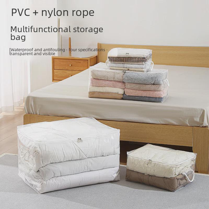 "Large Capacity Transparent Quilt and Clothing Storage Bag - Moisture-Proof for Home and Moving"