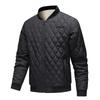 Men's Thickened Fleece Cotton Jacket Autumn Winter Warm Zipper Trendy Diamond Pattern Coat Baseball Collar Men Fashion Overcoat