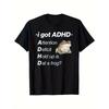 European Sizes Funny ADHD Frog Graphic T-Shirt for Men | Black Casual Round Neck Short Sleeve, Soft Polyester Blend