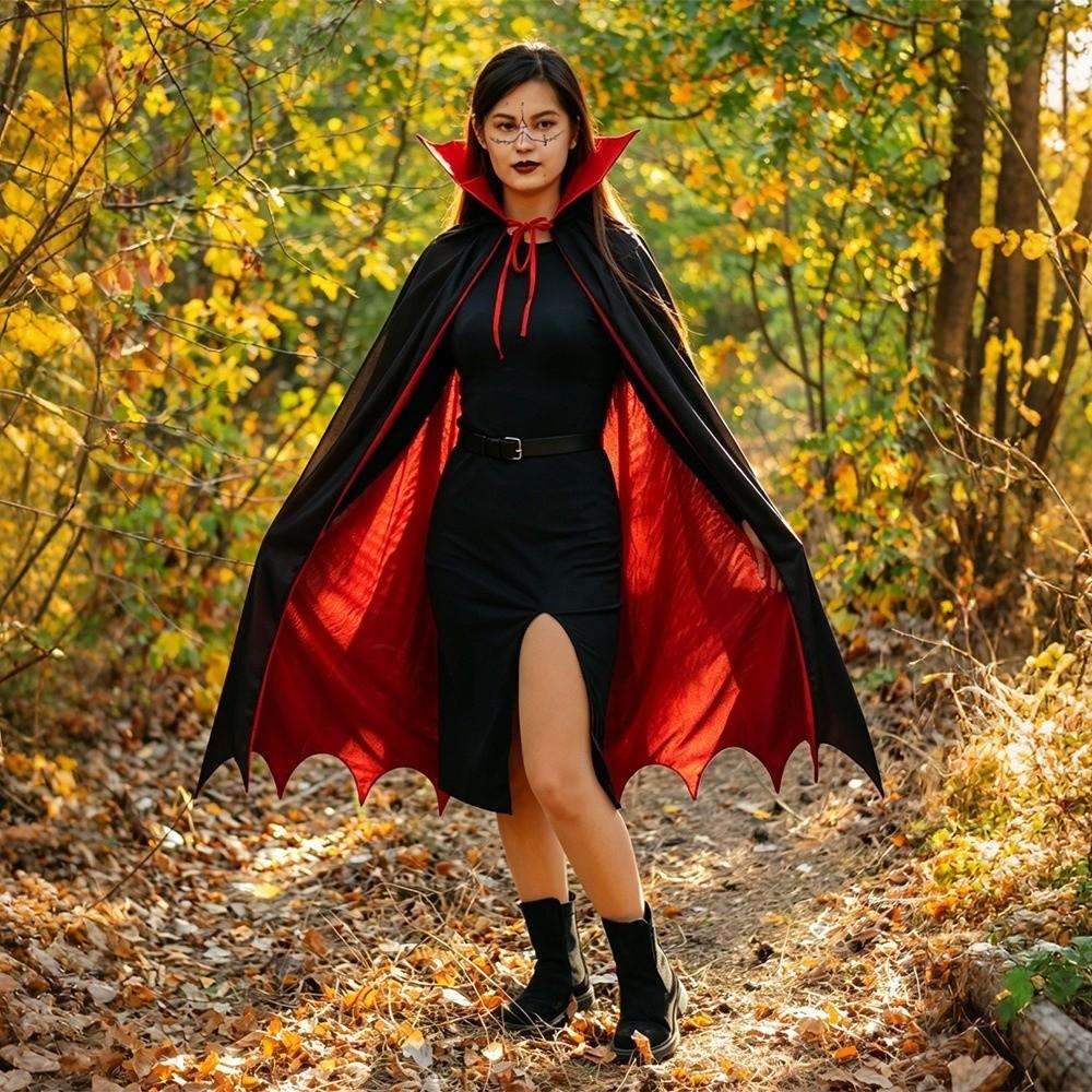 Stand-up Collar Halloween Hooded Cloak Washable Durable Witch Cape Role Players