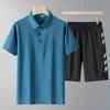 Men’s Summer Ice Silk Polo & Quick-Dry Shorts Set for Middle-Aged & Elderly