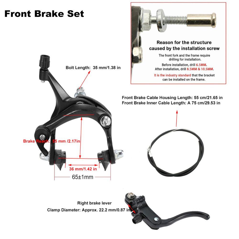 Black Bike Brake Kit 22.2 Mm Lever Clamp C Brake Caliper  Bike Maintenance