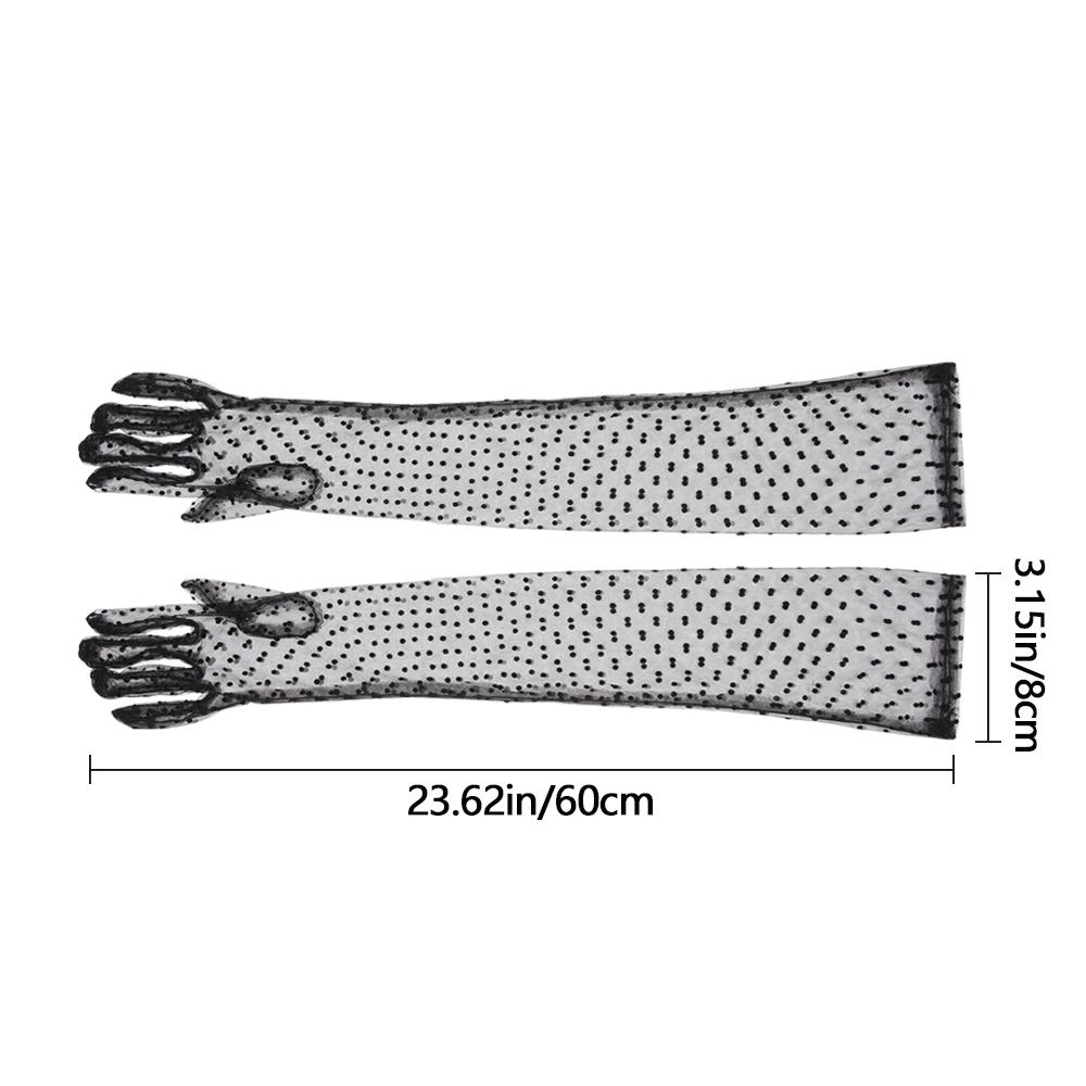 Summer Long Tulle Gloves Ultra Thin Lace Full Finger Mittens for Women Girls Wedding