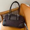 Matte Leather Commuter Bag Tote Capacity Portable Retro Bowling Underarm Shoulder Rivet Element Hand Carry