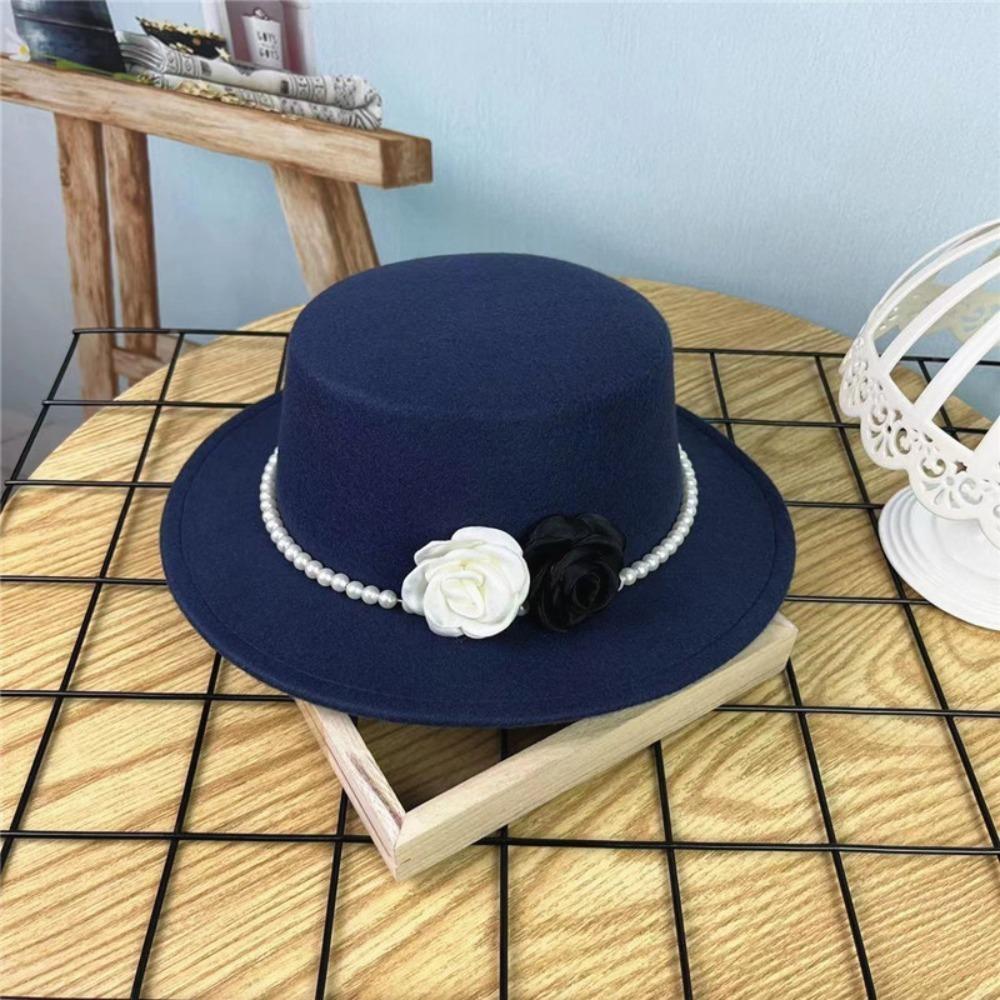 10CM Wide Brim Flat Top Felt Hat French Hepburn Style Panama Trilby Cap New Jazz Hats Gift