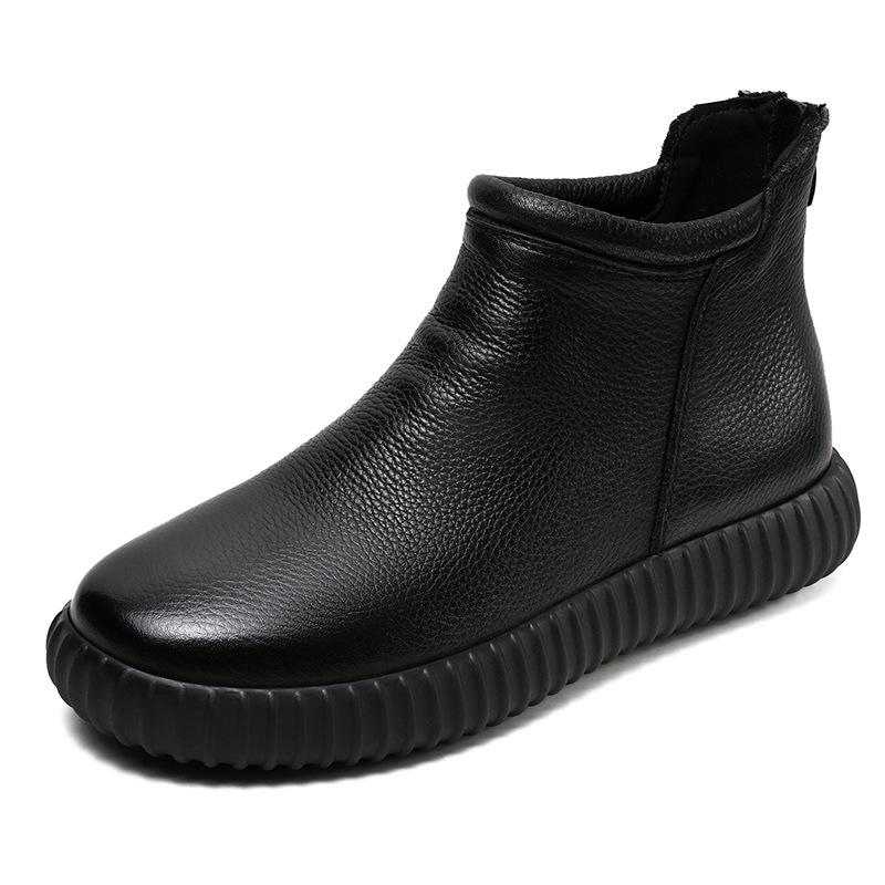 Johnature Γνήσιο Δέρμα Μποτάκια Αστραγάλου Casual Ευέλικτα Μονόχρωμα Μαλακής Σόλας Επίπεδα Κοντά Μποτάκια Γυναικεία Παπούτσια