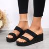 Mode 9cm Absatz Plateau Pantoletten Damen Sandalen Weiche EVA Schwarze Farbe Damen Mode Slides Dicke Sohle Sommerschuhe Frau Flip Flops