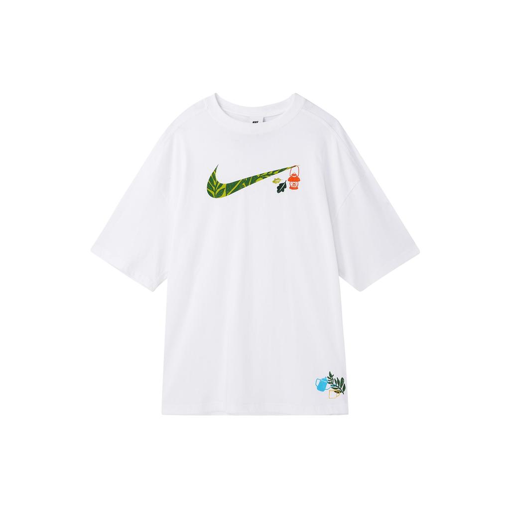 Nike Sportswear Swoosh Cartoon Print Loose Fit Crew Neck T-Shirt Women Tops White FN3711-100