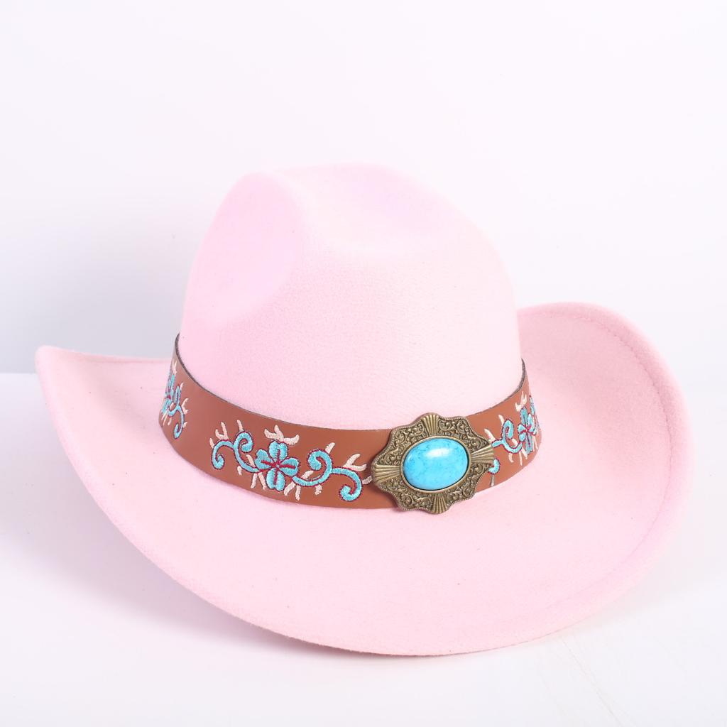 Popular European and American Fashion OL Style One-word Cowboy Hat Men's and Women's High-end Top Hat Jazz Hat Felt Hat