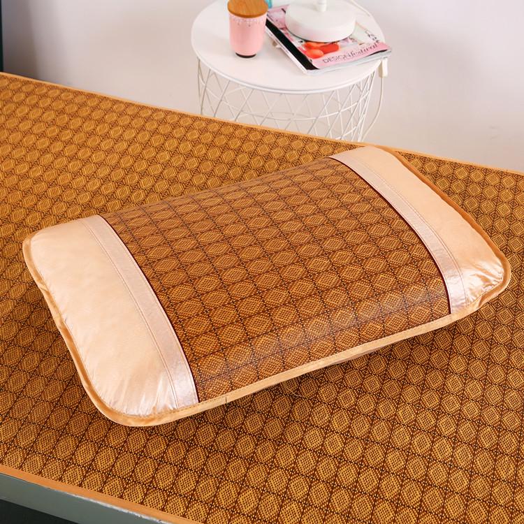 Washable Ice Silk Cool Pillowcase 48x74cm - Breathable, Sweat-Absorbent Summer Rattan Mat for Students