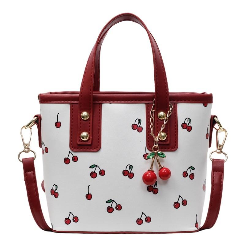 Kirsch-Stil Kleine Wassereimer-Tasche PU mit Aufdruckdesign für Freizeit-Ausflüge