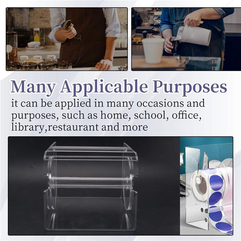 A20F-Adjustable Label Dispenser 3 Disks Sticker Roll Holder Acrylic Clear Label Roll Holder For Office Home Desktop