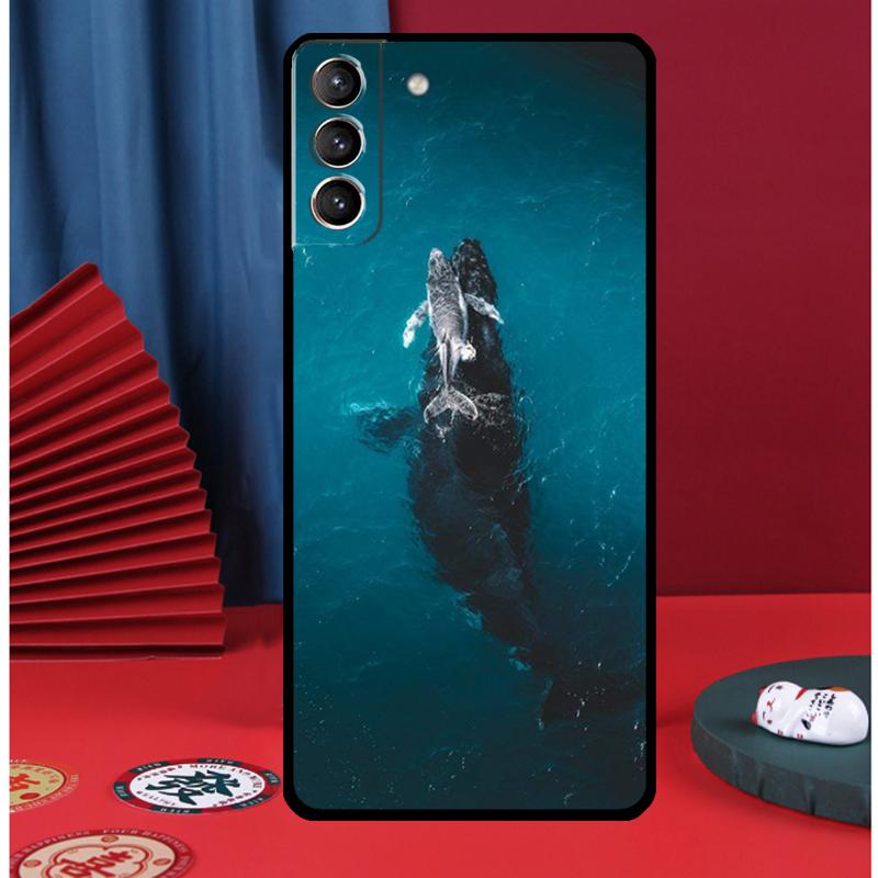 Ocean Whale Shark Swimming Phone Case For Samsung Galaxy S24 Ultra S9 S10 S20 S21 S22 Plus S23 FE S25 Ultra Back Cover