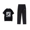 Li Ning Basketball Serie Rundhals-Pullover Kurzarm Leicht Kordelzug Schnelltrocknend Lange Hose Lässiges Sportset AHSUA27-2+AYKU703-1