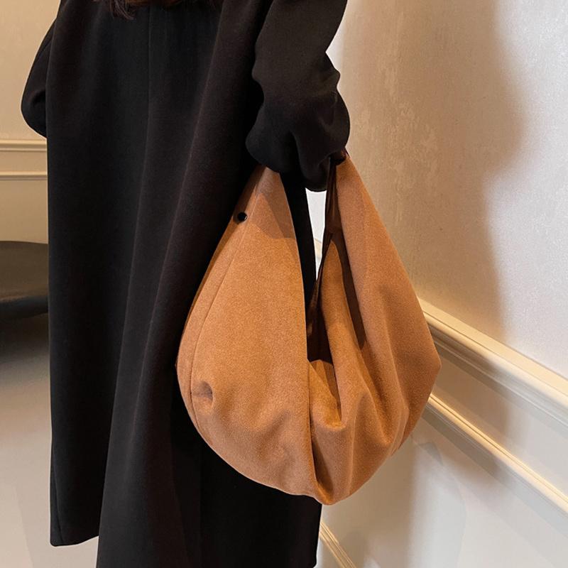 Damen Halbmondtaschen Große Kapazität Hobo Shopper Tasche Hochwertige Weiche Wildlederimitat Tasche Mode Koreanische Damen Achsel-Tragetaschen CLE