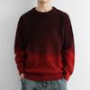 Gradient Color Fashionable Twill Sweater Men's Knitted Round Neck Pullover Long Sleeve Fashion Top