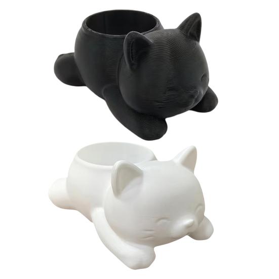 3D Printed Cat Planter Pot Lying Kitten Succulents Herb Plants Flower Pot Container for Indoor Outdoor Home Balcony Garden
