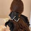 1pc French Elegant Pearl Handkerchief, Large Intestine Headband, Satin Temperament Hair Tie, Low Ponytail Hair Accessory