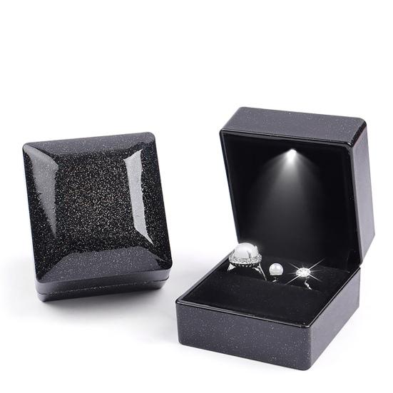 Luminous Ring Box with LED Light Compact Design Portable Soft Lining Engagement Ring Box Jewelry Gift Box