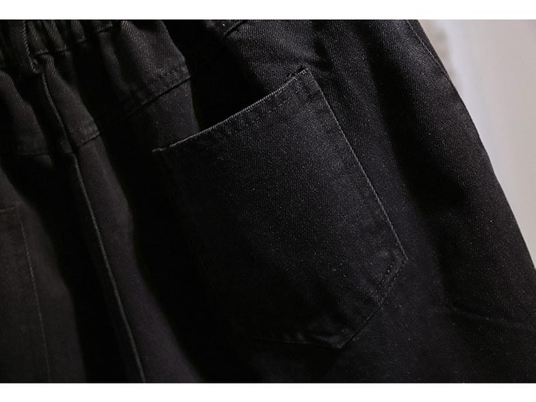 Plus Size Damshorts i Riven Denim med Hög Midja - Sommar Lös Wide Leg