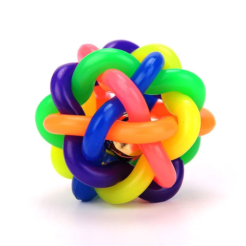 Colorful Rubber Ball Pet Cat Toy With Small Bell For Interactive Exercise Fun