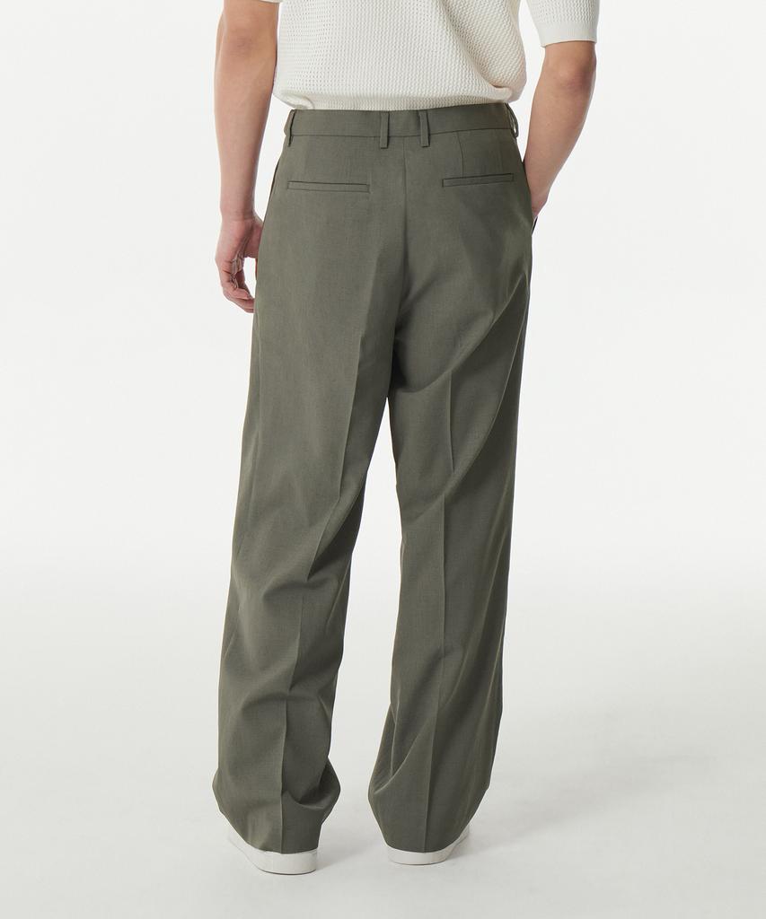 Musinsa Standard Cool Touch To Tuck Wide Hidden Elastic Waist Slacks [Khaki Gray]