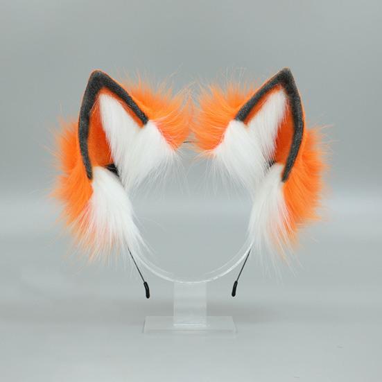 Sahte Hayvan Kulakları Peluş Kafa Bandı Cosplay Partisi Cadılar Bayramı El Yapımı Peluş Kumaş Saç Çemberi Elastik Çerçeve Sahte Tilki Kulakları Kafa Bandı