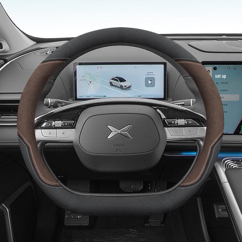 Suede Steering Wheel Cover for 24 Xiaopeng Models: G6, X9, P7, P5, M03, G9, G3 - No Sewing Needed.