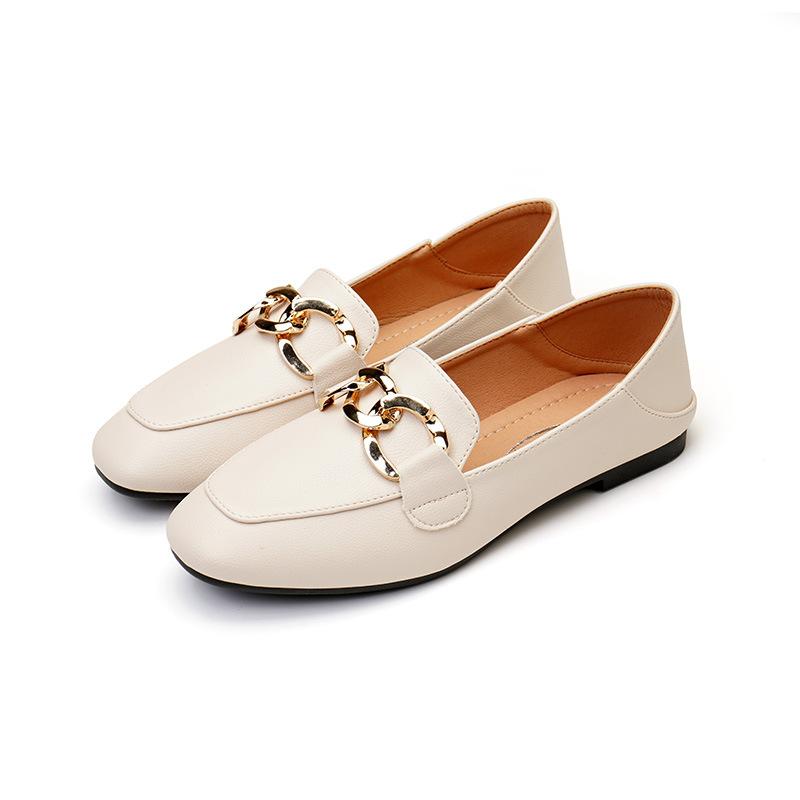 Single Shoes Women's Flat Peas Shoes New Soft Leather British Style Small Leather Shoes Slip-on Shoes Spring Loafers
