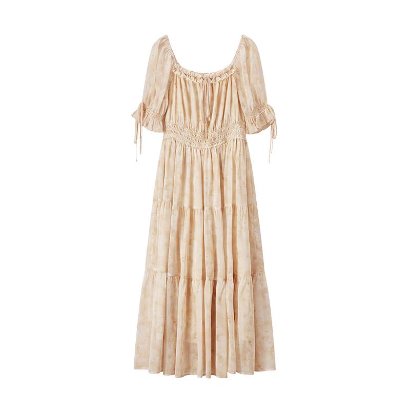Xiangying Summer Floral Chiffon Tiered Dress