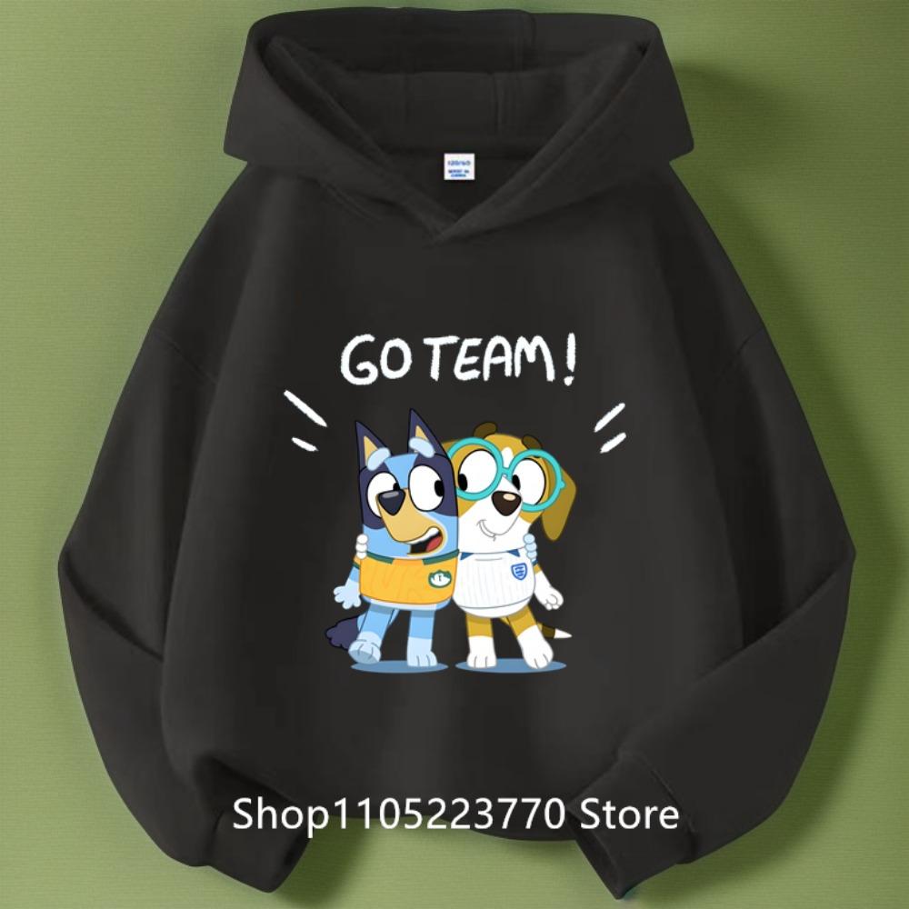 2026 Toddler Bluey Hoodie Rib Cuffs Winter Cartoon Anime Print Cozy Sweatshirt Boys Girls