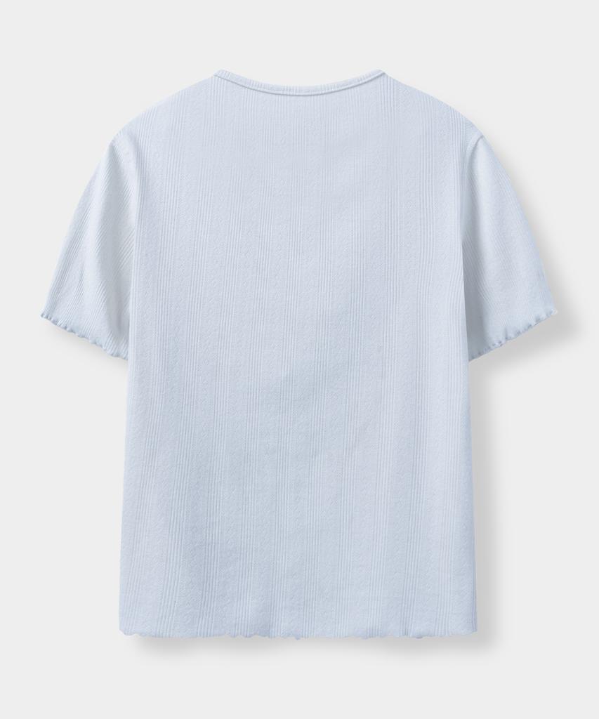 Yujen Small Logo Punched Short Sleeve T-Shirt_Blue