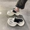 Spring and Summer 2025 New Rhinestone Heightening Hole Shoes Women's Ins Tide Non-slip Thick Sole Two Wear Bag Head Slippers Women's Shoes