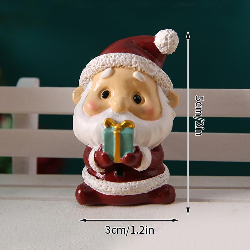 Christmas Decorations Resin Miniature Figurines Mini Santa Claus Snowman Xmas Tree for Xmas Goodie Bag Fillers Party Favors