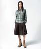Insilence Woman Raw Cotton Pleated Skirt Brown