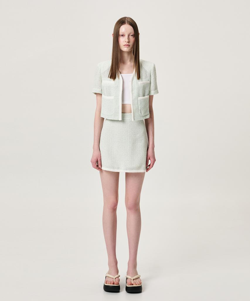 Etmont Summer Tweed Mini Skirt, Mint