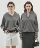 HANE [Select Option] Daus Stripe Button Pullover_Charcoal